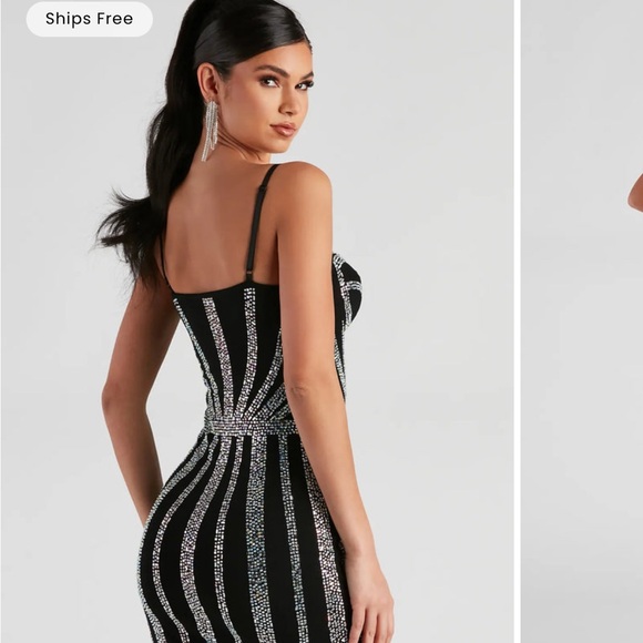 NEW Windsor Kalani Iridescent Rhinestone Corset Mini Dress - Picture 5 of 9